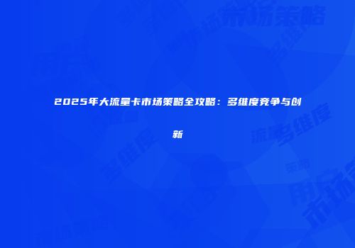 2025年大流量卡市场策略全攻略：多维度竞争与创新