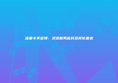 流量卡不定项：灵活服务应对多样化需求