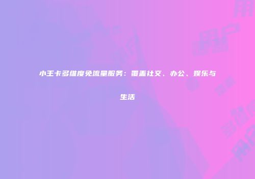 小王卡多维度免流量服务：覆盖社交、办公、娱乐与生活