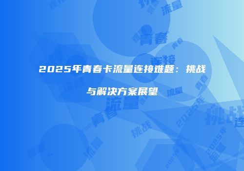 2025年青春卡流量连接难题：挑战与解决方案展望