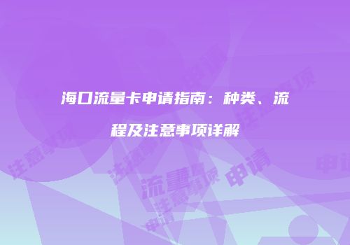海口流量卡申请指南：种类、流程及注意事项详解