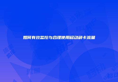 如何有效监控与合理使用移动副卡流量