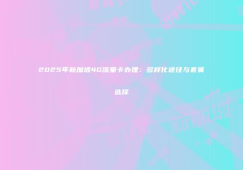 2025年新加坡4G流量卡办理：多样化途径与套餐选择
