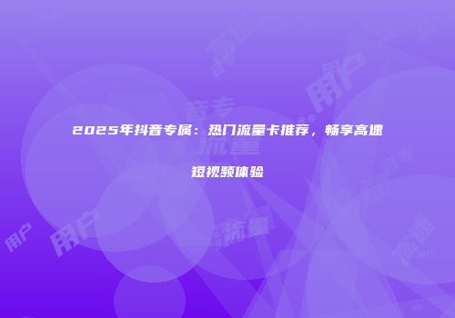 2025年抖音专属：热门流量卡推荐，畅享高速短视频体验