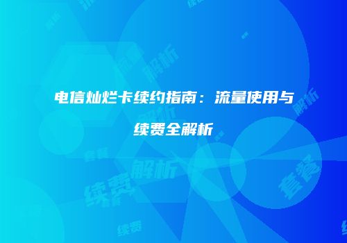 电信灿烂卡续约指南：流量使用与续费全解析
