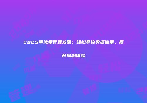 2025年流量管理攻略：轻松掌控数据流量，提升网络体验
