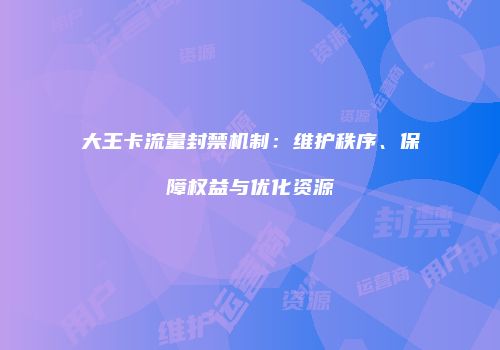 大王卡流量封禁机制：维护秩序、保障权益与优化资源