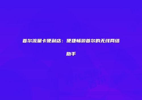 首尔流量卡便利店：便捷畅游首尔的无线网络助手