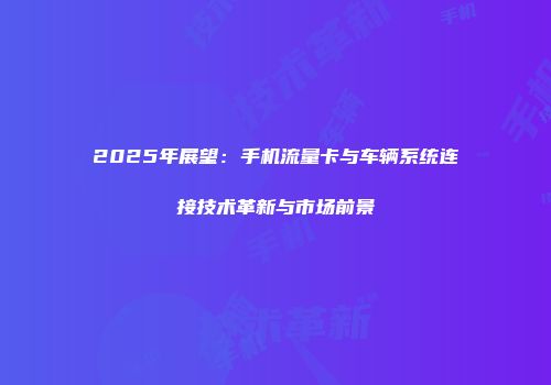 2025年展望：手机流量卡与车辆系统连接技术革新与市场前景