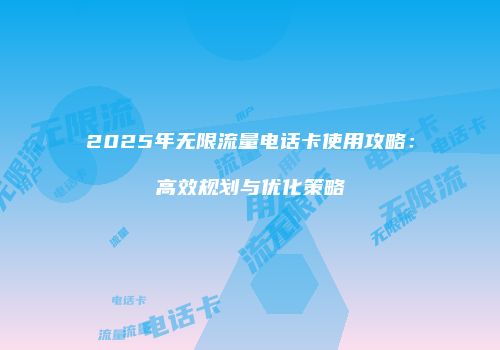 2025年无限流量电话卡使用攻略：高效规划与优化策略