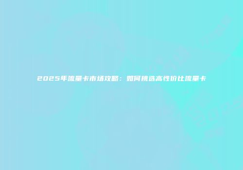 2025年流量卡市场攻略：如何挑选高性价比流量卡
