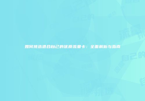 如何挑选适合自己的优质流量卡：全面解析与指南