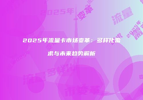2025年流量卡市场变革：多样化需求与未来趋势解析