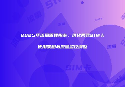 2025年流量管理指南：优化两张SIM卡使用策略与流量监控调整