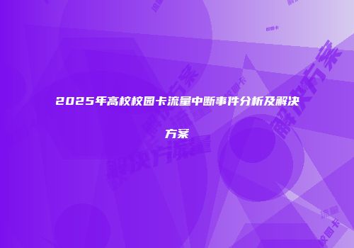 2025年高校校园卡流量中断事件分析及解决方案
