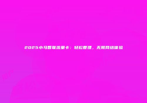 2025小马智联流量卡：轻松管理，无限网络体验