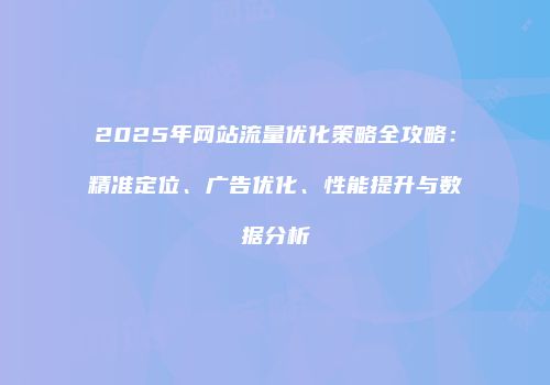 2025年网站流量优化策略全攻略：精准定位、广告优化、性能提升与数据分析