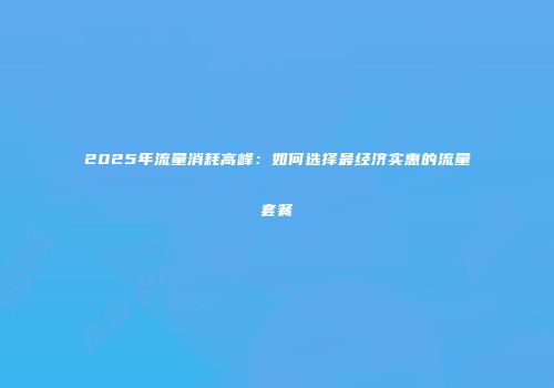 2025年流量消耗高峰：如何选择最经济实惠的流量套餐