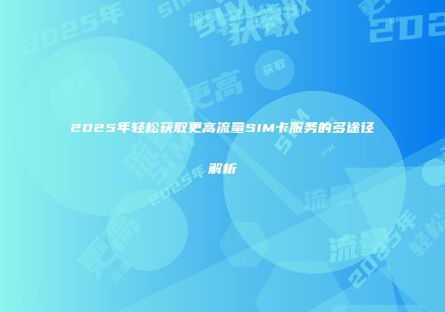 2025年轻松获取更高流量SIM卡服务的多途径解析