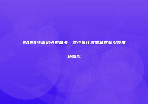 2025年雨水卡流量卡：高性价比与丰富套餐引领市场潮流