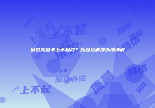 朵拉流量卡上不起网？原因及解决办法详解