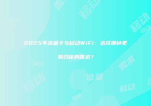 2025年流量卡与移动WiFi：选择哪种更契合你的需求？