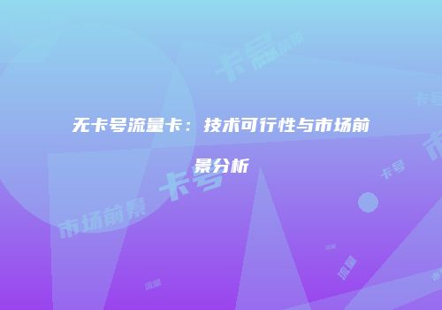 无卡号流量卡：技术可行性与市场前景分析
