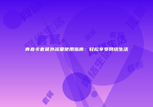 青春卡套餐外流量使用指南：轻松享受网络生活