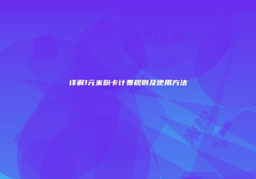 详解1元米粉卡计费规则及使用方法