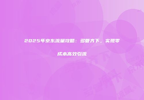 2025年京东流量攻略：多管齐下，实现零成本高效引流