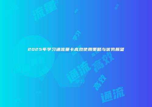 2025年学习通流量卡高效使用策略与优势展望