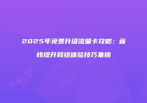 2025年免费升级流量卡攻略：省钱提升网络体验技巧集锦
