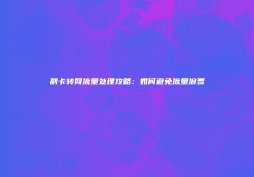 副卡转网流量处理攻略：如何避免流量浪费