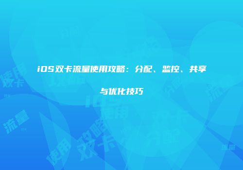 iOS双卡流量使用攻略：分配、监控、共享与优化技巧