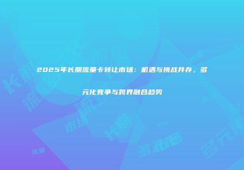 2025年长期流量卡转让市场：机遇与挑战并存，多元化竞争与跨界融合趋势