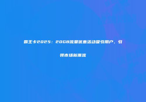 霸王卡2025：20GB流量优惠活动吸引用户，引领市场新潮流