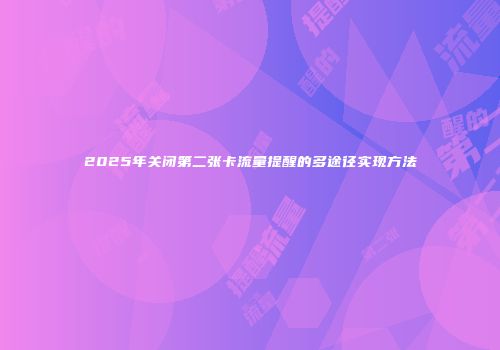 2025年关闭第二张卡流量提醒的多途径实现方法