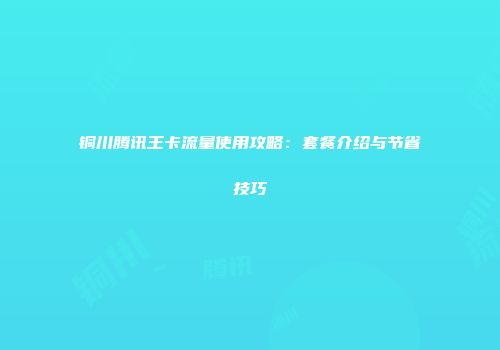 铜川腾讯王卡流量使用攻略：套餐介绍与节省技巧