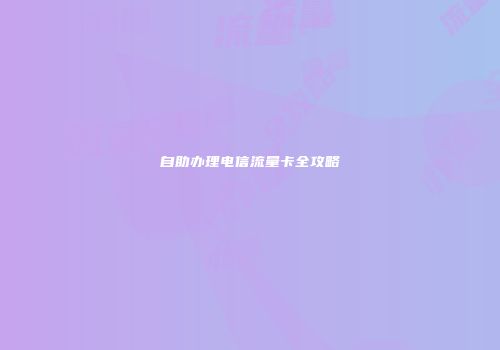 自助办理电信流量卡全攻略