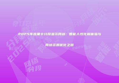 2025年流量卡分段显示网络：智能人性化新体验与网络资源优化之道