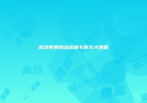 高效使用热点流量卡的五大策略
