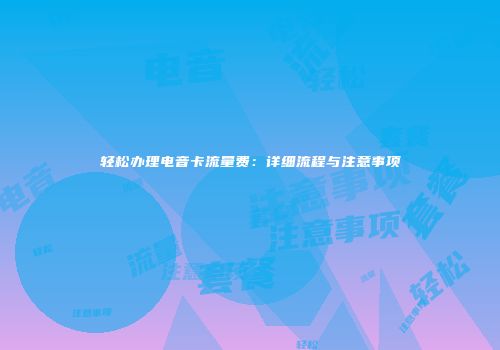 轻松办理电音卡流量费：详细流程与注意事项