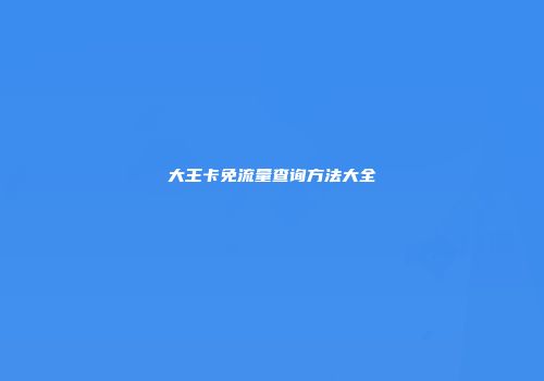 大王卡免流量查询方法大全