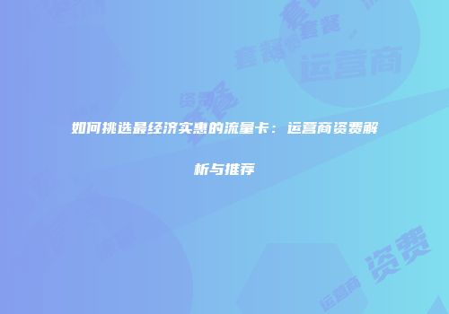 如何挑选最经济实惠的流量卡：运营商资费解析与推荐