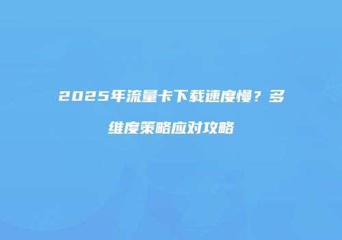 2025年流量卡下载速度慢？多维度策略应对攻略