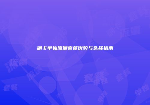 副卡单独流量套餐优势与选择指南