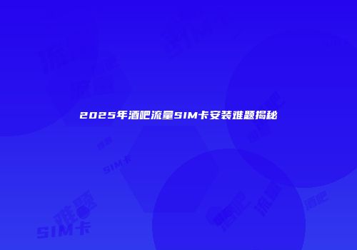 2025年酒吧流量SIM卡安装难题揭秘