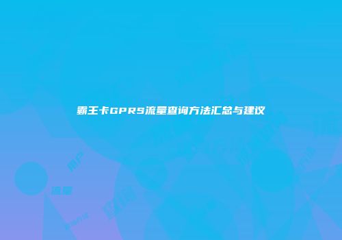 霸王卡GPRS流量查询方法汇总与建议