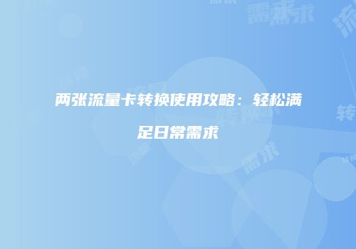 两张流量卡转换使用攻略：轻松满足日常需求