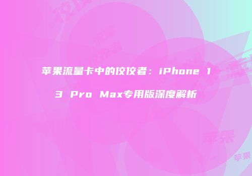 苹果流量卡中的佼佼者：iPhone 13 Pro Max专用版深度解析